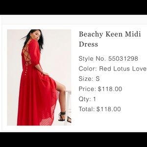 NWOT free people beach keen midi dress red